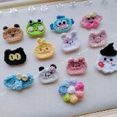 成品创意毛线手工编织钩针卡通动物胸针可爱小花朵百搭饰品别针