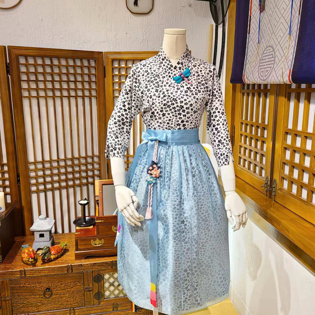 朝鲜族平时穿的生活韩服连衣裙包含外层薄纱有弹力很舒服H-S22046