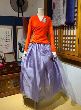 朝鲜族民族服装演出舞蹈练习仿真丝上衣和裙子胸花挂件H-S11415