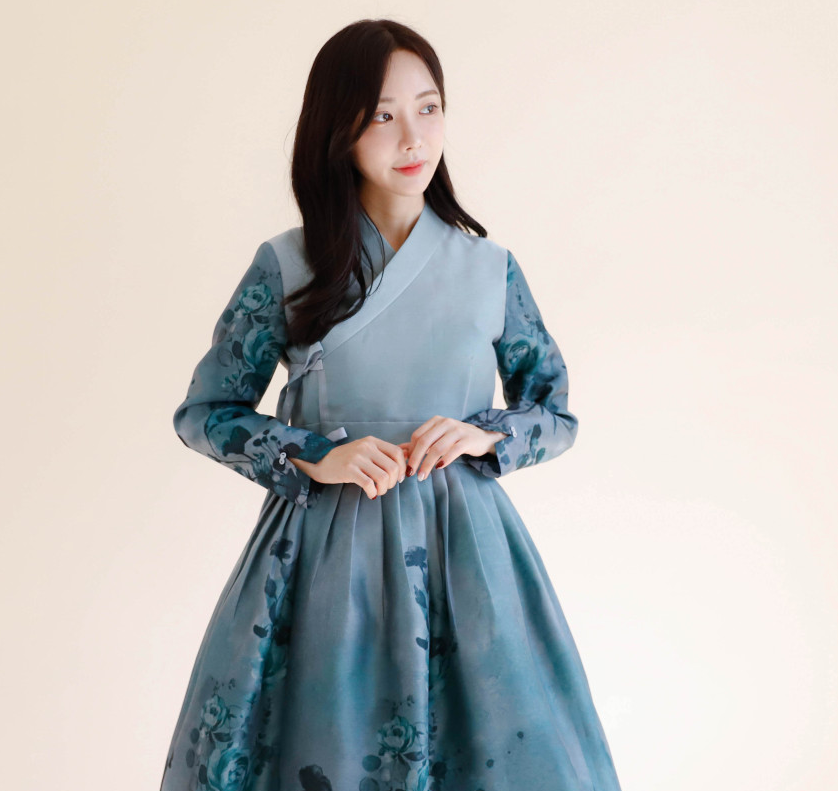 新生活韩服连衣裙春夏季新款长裙少女收腰气质花坛公主裙H-L22007