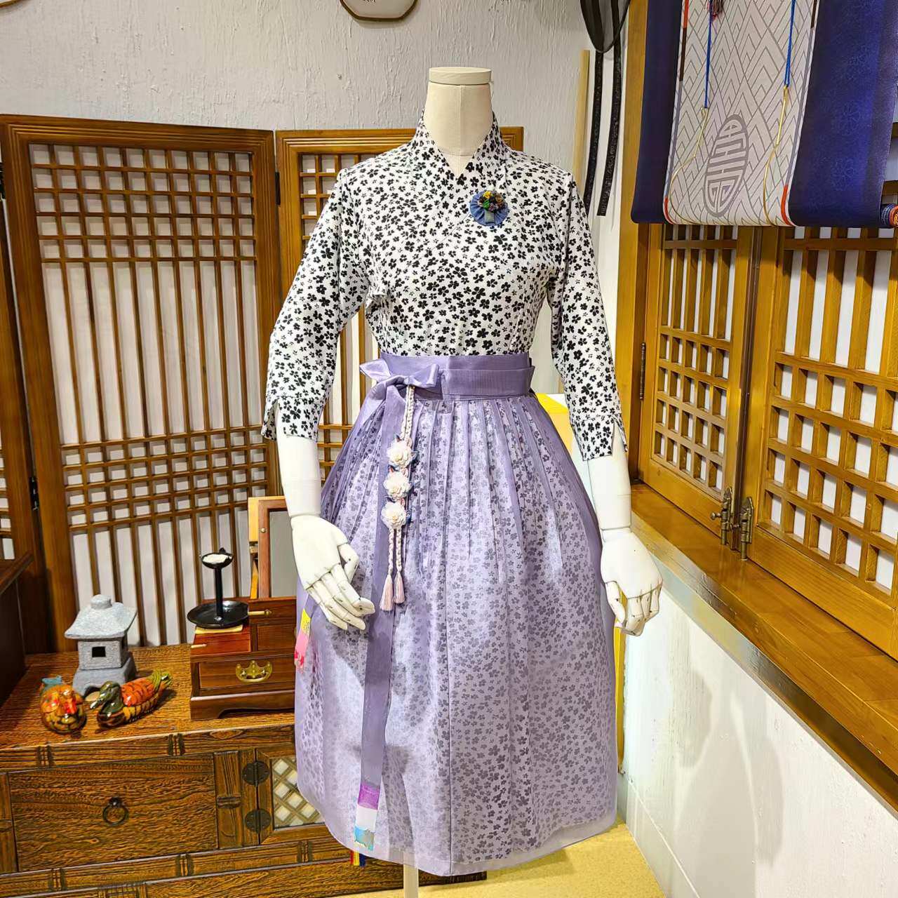 朝鲜族平时穿的生活韩服连衣裙包含外层薄纱有弹力很舒服H-S22044