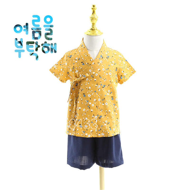 朝鲜族纯棉短袖男童韩服现货图片