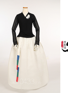 朝鲜族舞蹈练习腰裙练功服黑色网纱上衣紫微纱10号裙子U24248