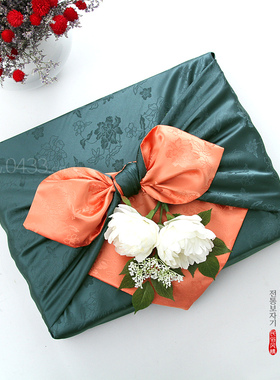 礼品包布 送礼包装 韩国进口双层洋缎子橘色+墨绿色H-P10852