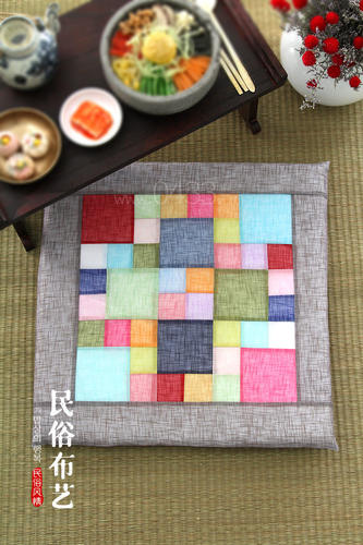 朝鲜族传统拼接彩条坐垫韩式料理店坐垫尺寸50*50cmH-B10992