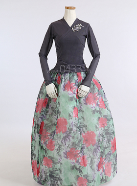 朝鲜族舞蹈练习腰裙练功服黑色网纱上衣农邦花裙子U24153