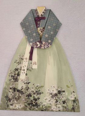 韩国纸质工艺品传统韩服明信片生日礼物贺礼贺卡可手写H-P03958-6