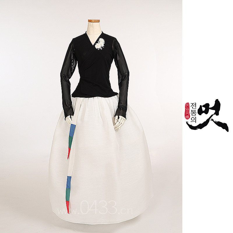 朝鲜族舞蹈练习腰裙练功服黑色网纱上衣紫微纱9号裙子U24249