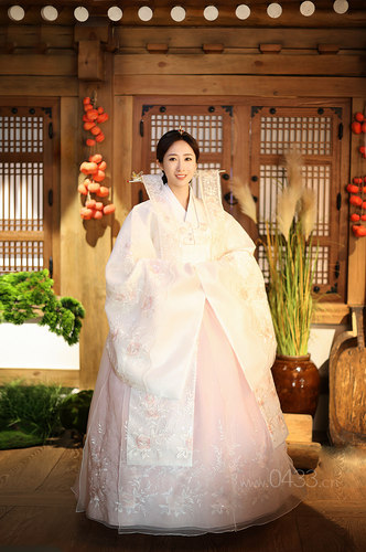 朝鲜族民族服装新娘婚礼结婚大婚服外套粉蕾丝绣花韩服XN23034