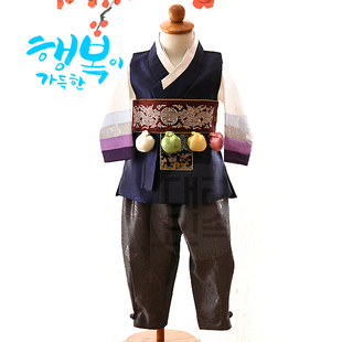儿童韩服男孩舞蹈演出服朝鲜舞蹈服装韩国宫廷传统男童现货E01013