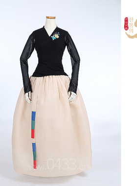 朝鲜族舞蹈练习腰裙练功服黑色网纱上衣紫薇纱裙子U24309