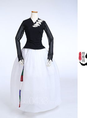 朝鲜族舞蹈练习腰裙练功服黑色网纱上衣双美娟裙子U24337