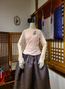 朝鲜族舞蹈练习仿真丝上衣和紫薇纱裙子量身定做腰裙H-S11519