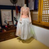 朝鲜族民族服装 舞蹈练习仿真丝上衣和三色裙子韩服胸花H S11432