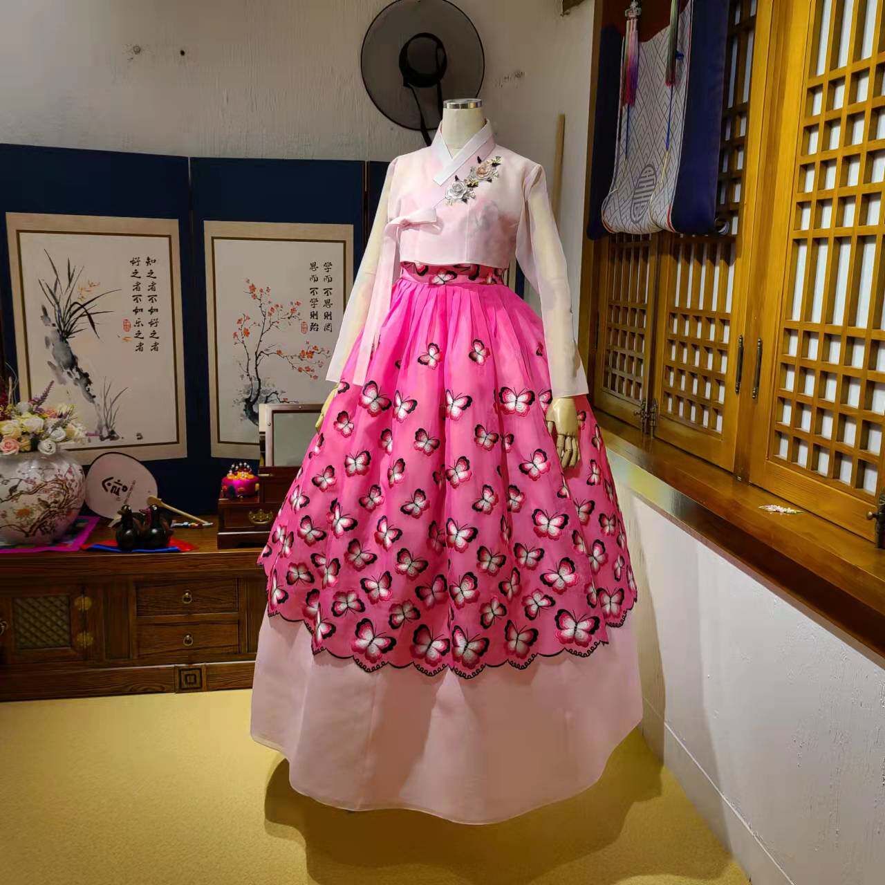 朝鲜族民俗服装新娘婚礼结婚仪式敬酒韩服婚纱礼服蝴蝶绣H-X11297