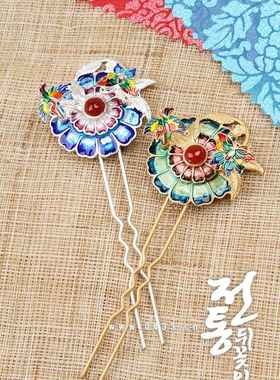 韩国原装进口韩式头饰/婚礼盘头旁叉/仿古金银色旁叉/H-P01918