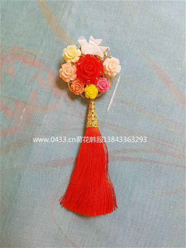 韩服胸花/胸针/贝壳和平鸽玫瑰花花园挂件/H-P06800