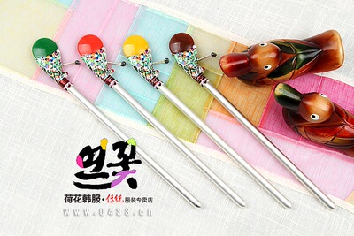 原装进口银色彩花仿玉正品簪子