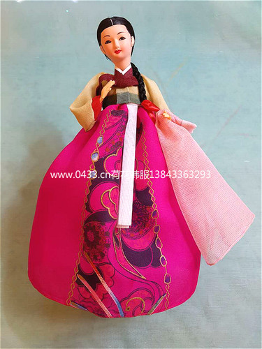 韩国进口人偶/兜风阿西韩服娃娃/韩国料理店摆设/正品/H-P07729
