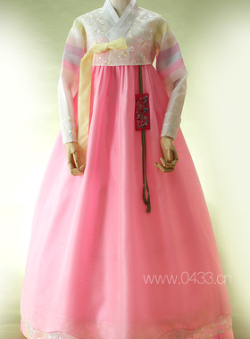 韩国原装进口新娘敬酒婚礼雷丝彩条袖韩服H-X05034-120