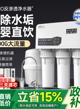 政府补贴RO反渗透400G净水器家用大流量自来水自吸过滤带罩净水机