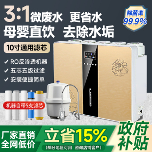 净水器家用ro反渗透直饮纯水机5级芯带桶厨下壁挂式 自来水苹果机