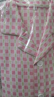 100%纯棉手工老粗布格子男女士睡衣裤套装情侣土布睡衣（小彩格）