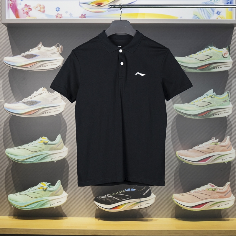 李宁短袖Polo衫纯棉舒适透气