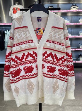 正品李宁毛衣男子2025春季日进斗金宽松开衫无帽编织衫AMBU021