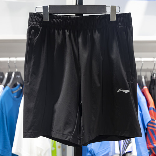 李宁男子健身速干冰感运动短裤