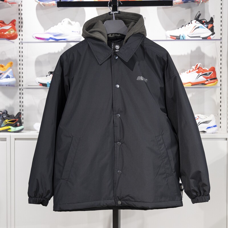 李宁拉链男子短款防水透气棉服