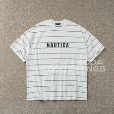 Футболка мужская soda现货nautica pin border长谷川条纹宽松休闲圆领短袖t恤 29506