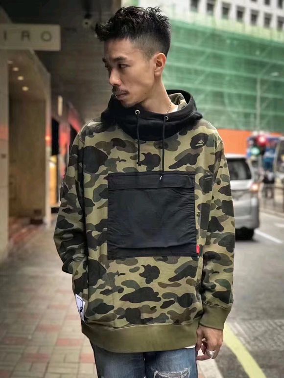 青岛现货 A BATHING APE BAPE x WTAPS 联名款军事风迷彩卫衣帽衫