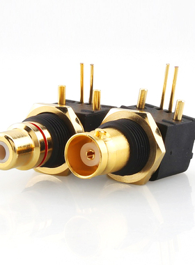 PCB板莲花母座 纯铜镀金RCA母座 RCB板BNC母座 数字同轴90°插座
