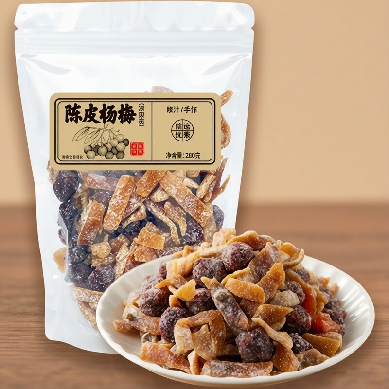 康禹陈皮杨梅260g袋装蜜饯果脯盐津陈皮冰糖杨梅九制陈皮杨梅蜜饯