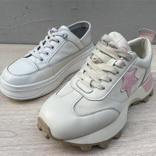品牌穿过退回女鞋秋季新款圆头松糕底时尚休闲板鞋小白鞋B2419800