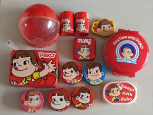 现货日本中古玩具不二家牛奶妹peko收纳铁盒糖果盒便当盒瑕疵