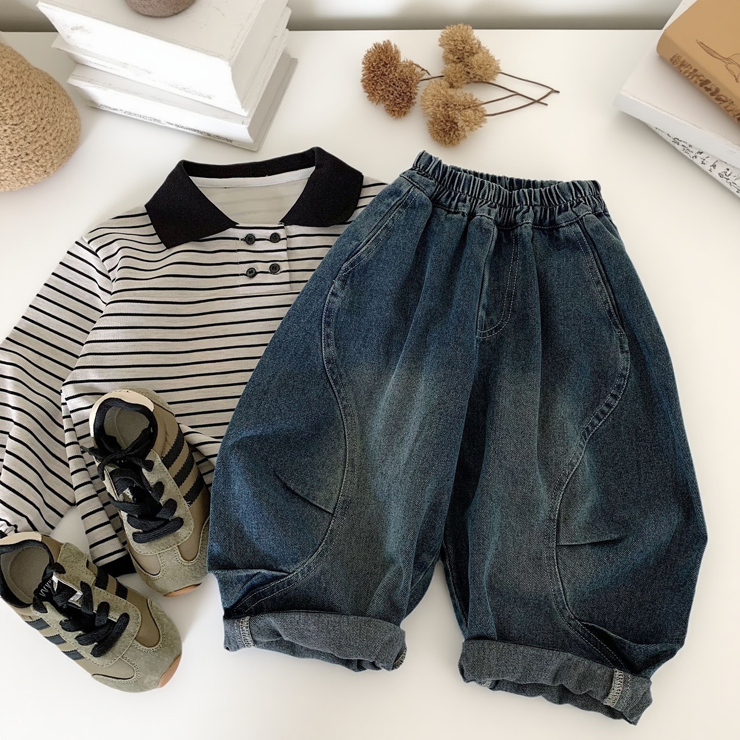 男童牛仔裤柔软春秋宽松弯刀裤