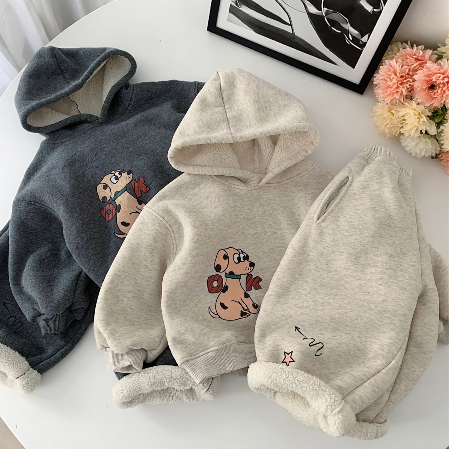 儿童套装加绒加厚卫衣卫裤两件套