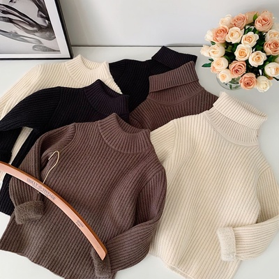 儿童毛衣加绒加厚一体绒冬季中领