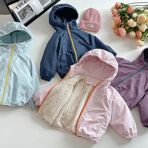 女童夹棉外套二棉秋冬软壳冲锋衣
