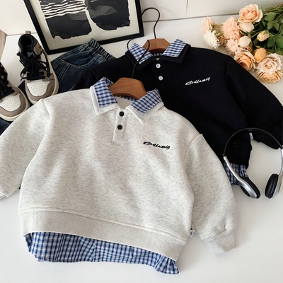 男童加绒卫衣一体绒薄绒秋冬款