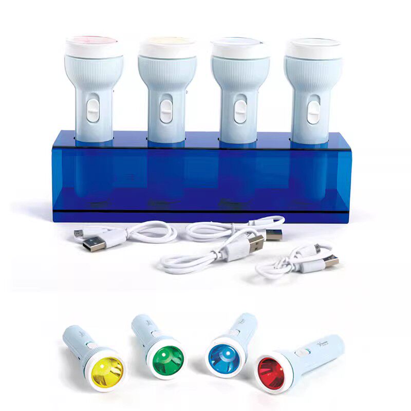 多彩手电筒套装 幼儿园混色调色滤光物理科学实验人体导电玩具