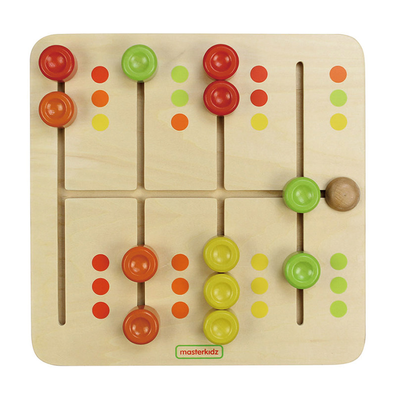颜色配对迷宫游戏板贝思德幼儿园儿童桌面益智玩具木质滑轨游戏