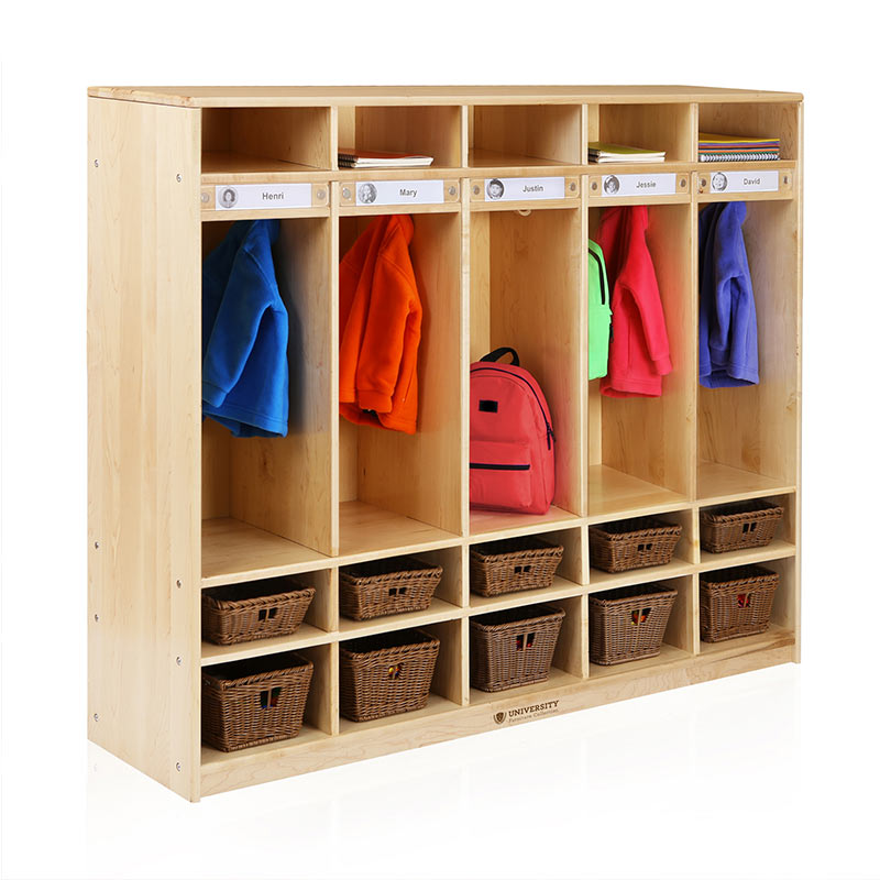 5列4列幼童厨柜北美枫木/桦木UFC幼儿园儿童4格长凳柜储物柜绿色