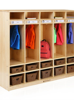 5列4列幼童厨柜北美枫木/桦木UFC幼儿园儿童4格长凳柜储物柜绿色