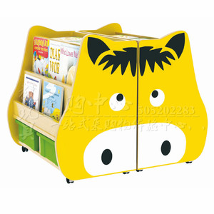 小马书柜枫木纹 幼儿园儿童实木卡通动物造型书柜书架挂墙书架