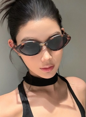 欧美辣妹风豹纹椭圆猫眼太阳眼镜