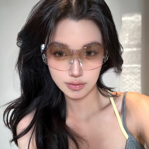 欧美大框遮脸无框水银Y2K太阳镜