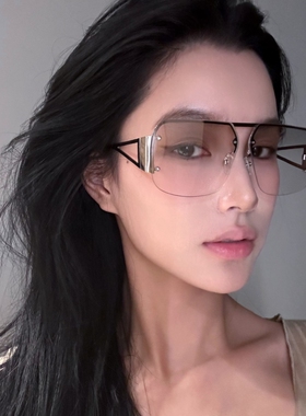 欧美复古金属大框女茶色太阳眼镜